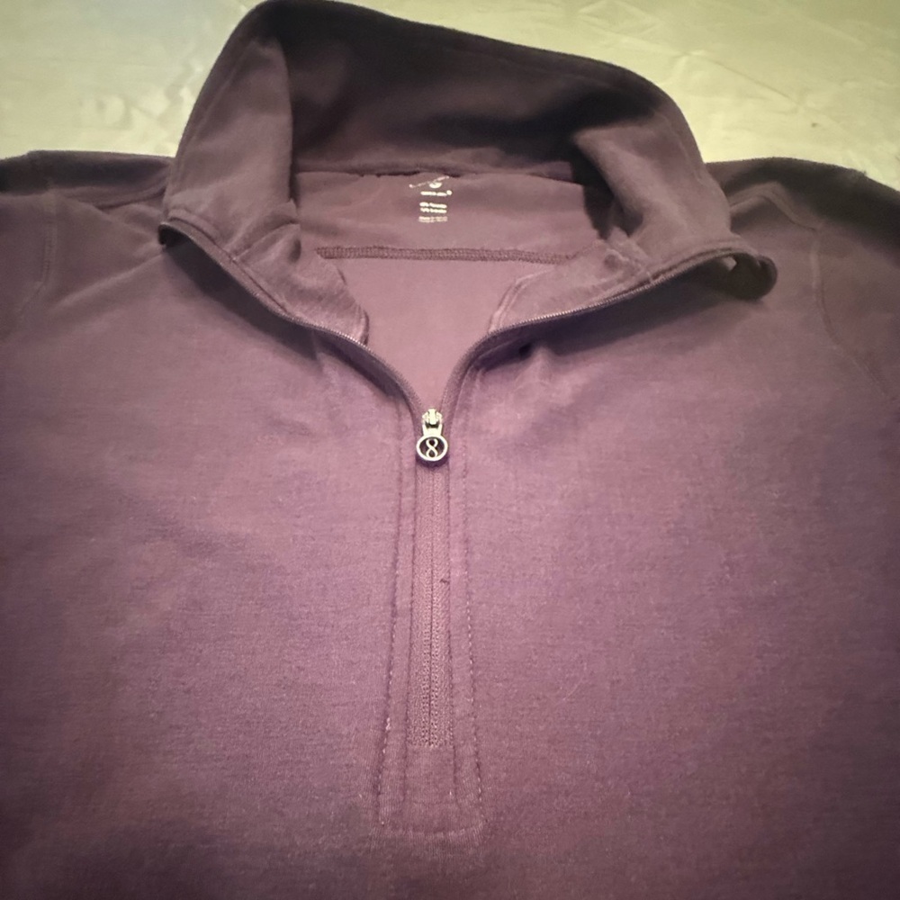 Layer 8 Purple Activewear Quarter-Zip Lightweight Top w/Ruched Sleeves Large - Picture 4 of 9
